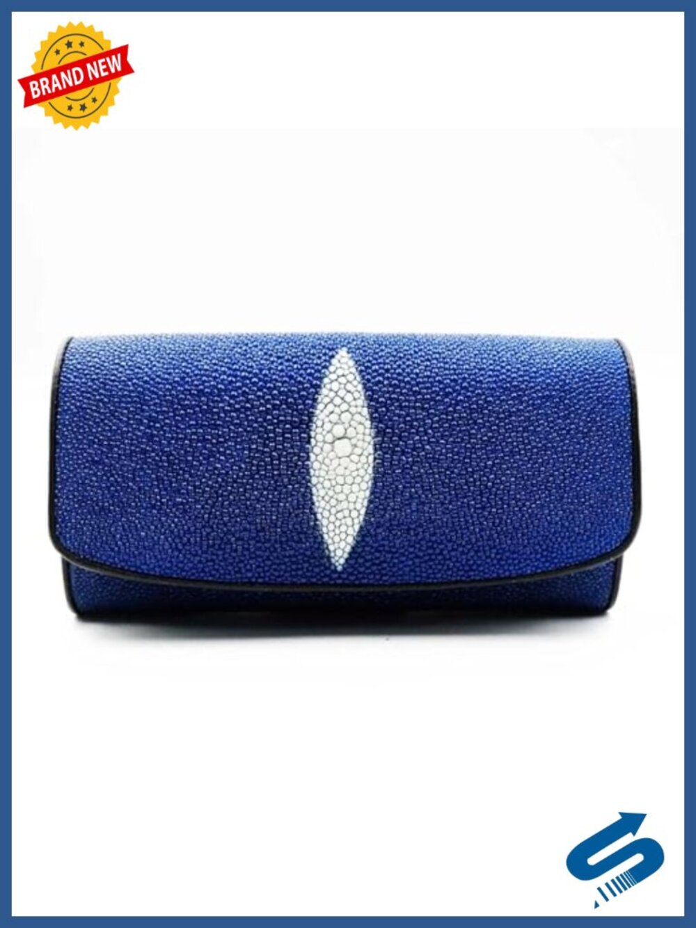 Stingray Leather Tri-fold Clutch Wallet with Card Holder and Coin Slot